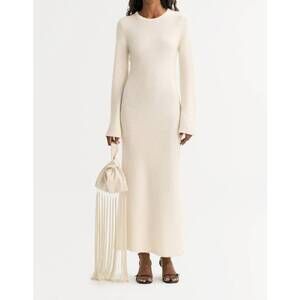NEW SOFT GOAT boucle long sleeve dress in feather white
